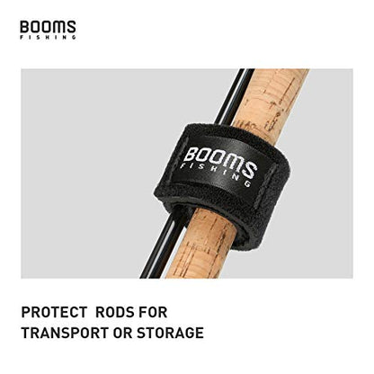 Booms Fishing RS3 Fishing Rod Wrap Pole Straps， Hook & Loop Fishing Rod Belts, Fishing Rod Ties for Casting Rods, Spinning Rods and Fly Rods - style: A: Black_9.6"_6pack