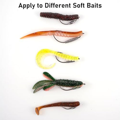 Dr.Fish 15 Pack Weighted EWG Hooks Weighted Worm Swimbait Hooks Bass Fishing Inline Extra Wide Gap Texas Rig Carolina Rig - size: 1/8oz-#3/0 Hook