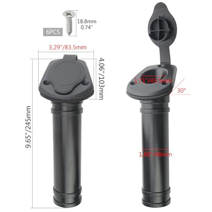 WMYCONGCONG 2 PCS Kayak Deck Fishing Rod Holder Plastic Flush Mount Fishing Boat Rod Holder w/Cap Cover for Kayak Boat Canoe