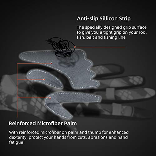 RUNCL Fishing Gloves Winter Warm RAGUEL, Touchscreen Outdoor Fishing Gloves, Neoprene 3 Cut Fingers Cycling Gloves, Convertible Windproof for Men Women Ice Fishing Photography Kayaking
