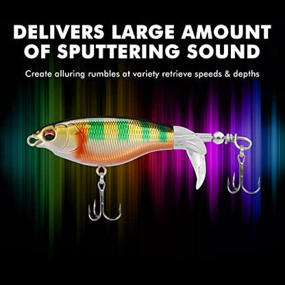 TRUSCEND Popobait Easy Catch Fishing Lures with BKK Hooks, Instant Startup, Longer Cast, Balanced Spray/Sound/Swim, Plopper Topwater Lures for Bass, Trout, Pike, Walleye, Freshwater Saltwater Fishing - color: B-2.8",0.2oz