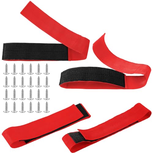Arrowbash 4 Pcs Fishing Rod Straps for Boat Deck 28.1'' Nylon Rod Straps( up to 5) with 24 Screws Secure for Fishing Boat Accessories - color: Red