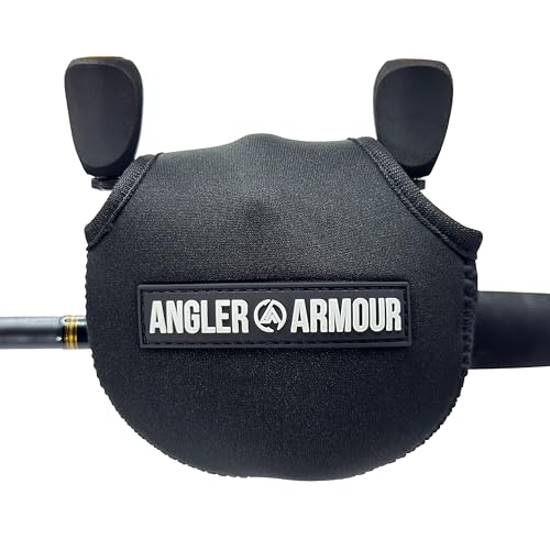 Angler Armour Baitcast Reel Cover | Baitcaster Sleeve | Fishing Reel Pouch | Low Profile Baitcasting Reel Protector | Neoprene Reel Case | 50 100 200 Series Baitcast Covers - color: Black