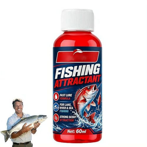 60ml Red Worm Fishing Point Liquid, Strong Scent Attraction Works in Freshwater & Seawater, Fishing Scent Attractant for Trout, Cod, Carp, and Sea Bass