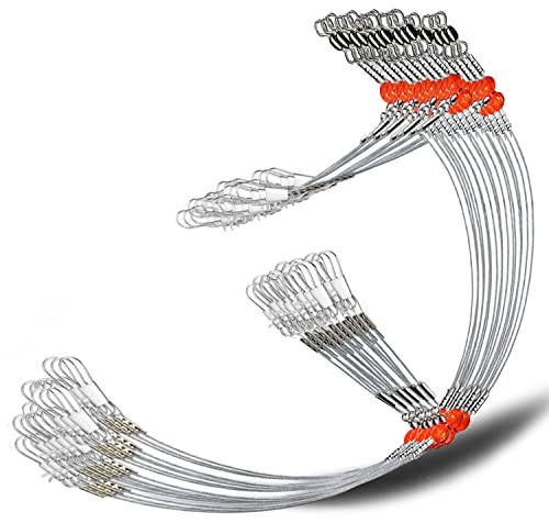 YOTO Fishing Leaders,Stainless Steel Tackle Rig with Tackle Lure Swivels Snaps, Saltwater rig Wire Leader Fishing Leader Wire Bottom rigs for Saltwater - color: White Fishing Leaders, style: 2arm-24pcs