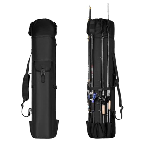 Fishing Pole Bag Rod Case, Folding Fishing Pole Bag Fishing Gear - color: Black