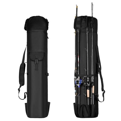 Fishing Pole Bag Rod Case, Folding Fishing Pole Bag Fishing Gear - color: Black