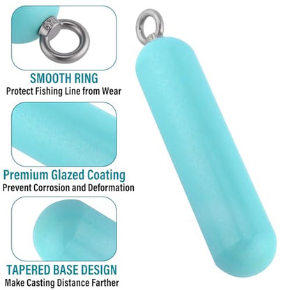 Dr.Fish Lead Free Fishing Weights, 200g-1000g Heavy Sinkers Eco-Friendly Cylindrical Deep Drop Weights Steel Sinkers for Saltwater Grouper, Drum, Pompano Bottom Fishing - size: 400g/14oz-3pcs