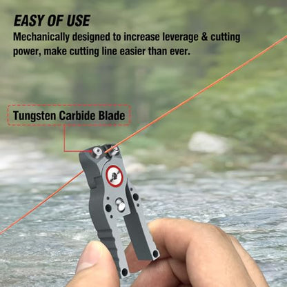 Fishing Line Cutter with Retractable Buckles, Tungsten Carbide Blade & Central Locking - Smooth, Corrosion-Resistant Cuts for Braid, Mono, Fluoro in Saltwater Fishing - style: Grey-Fishing Line Cutter with Lock