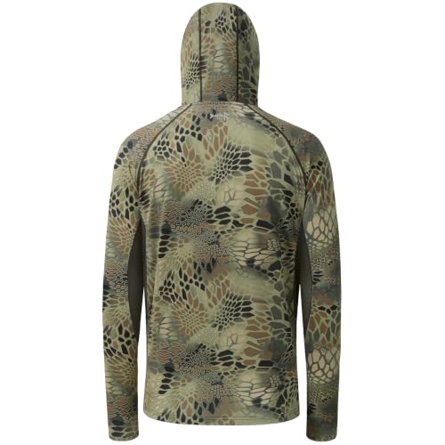BASSDASH Men's UPF 50+ Camo Long Sleeve Hunting Fishing Hoodie Shirt - color: Python Camo, size: 3X-Large