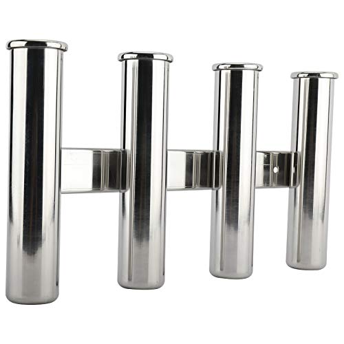 YaeMarine Fishing Rod Holder 316 Stainless Steel Fishing Rod Rack 3Tube/4Tube/5Tube/6Tube Mirror Finish for Marine Boat Yacht Camper - style: 4 Tube