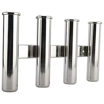 YaeMarine Fishing Rod Holder 316 Stainless Steel Fishing Rod Rack 3Tube/4Tube/5Tube/6Tube Mirror Finish for Marine Boat Yacht Camper - style: 4 Tube