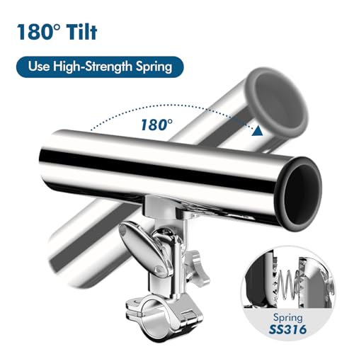 Fishing Rod Holder for Boat ,Stainless Steel 316 Rail Mount Clamp Fishing Rod Holders Marine Grade 360 Degree Adjustable Fishing Rod Holder - style: Middle Clamp