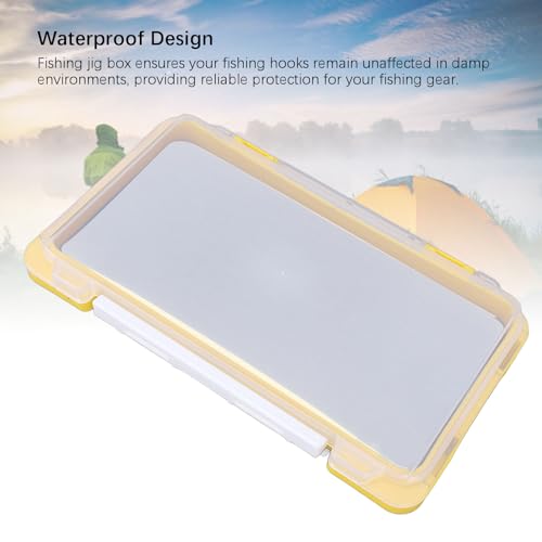 Fishing Jig Box, Plastic Slim Foam Insert Fishing Hook Storage Organizer Box Yellow Fishing Tackle Box for Lure Boxes Terminal Tackle Storage