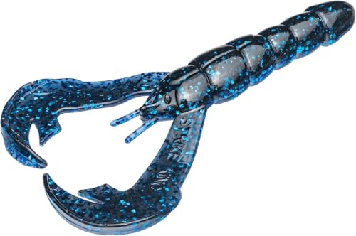 Strike King Rattlin' Rage Craw Soft Bait Fishing Lure, 4", Glass Rattle Chamber - color: Blue Bug, size: 4" (Pack of 6)