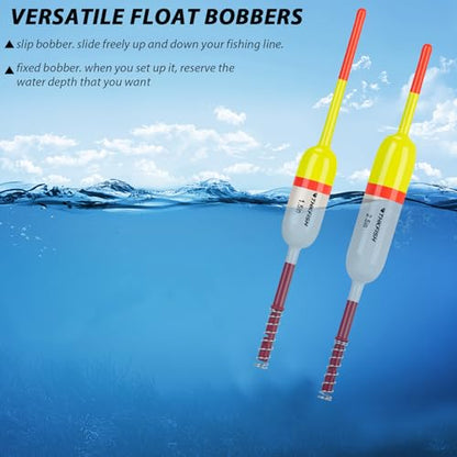 THKFISH Fishing Bobbers Fishing Floats and Bobbers Slip Bobbers for Fishing Balsa Floats Crappie Fishing Bobbers Fixed Bobber (1.5"X0.59"X5.4") (2.5"X0.59"X5.4") - color: Yellow-White-1.5IN