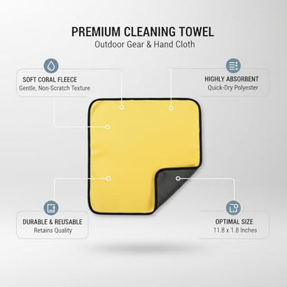 Polyester Cleaning Cloth, Absorbent Towel for Fishing Gear and Hands, 11.8 x 11.8 Inches - color: Yellow