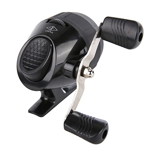 plplaaoo Portable Spincast Fishing Reel Slingshot Outdoor Shooting Harpoon Dart Reel Lightweight Durable Metal Rocker Arm Easy Operate for Fishing Lovers Beginners Red Black Blue Green - color: Black