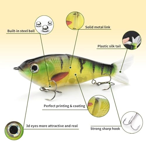HADORAM Lure Slow Sinking Glide Bait with Fur Tail Lifelike Fishing Tackle for Trout Shad Bass Musky - color: Color White