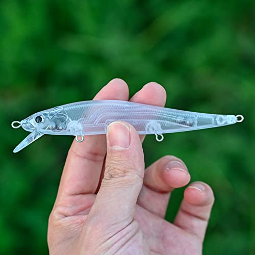 Unpainted Jerkbait Fishing Lure Blanks - 20 Minnow Lures with Free Eyes, SwimBaits for Bass