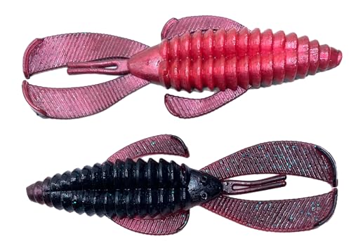 Phat Pak Baits - Swamp Monster Rage Bug Style Plastic Beaver Creature Bait Punching Bass Fishing Lure 20ct 4" - color: Cherry Red Pearl