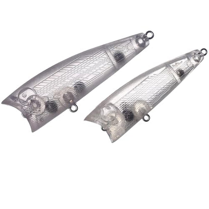 20PCS Unpainted Blanks Bait 2.56in/2.95in Topwater Rattle Popper DIY Handmade Artificial Fishing Lure Tackle