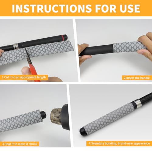 Heat Shrink Tubing, 3.28ft 2:1 Shrink Ratio Heat Shrink Tube for Fishing Rod Grips with Non Slip Waterproof, Fish Scale Pattern Heat-Shrink Tubing (1, Grey, Dia:25mm) - color: Grey, size: Dia:25mm