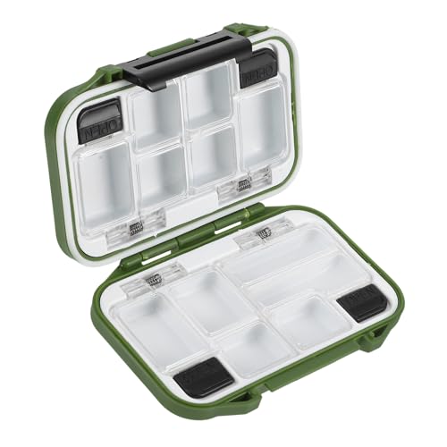 KALLORY Waterproof Fishing Tackle Box Small Portable Organizer Green Utility Storage Case for Lures Hooks Fishing Gear