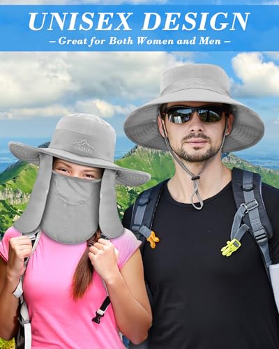 BROTOU Sun Cap Fishing Hats, UPF 50+ Wide Brim Outdoor Protection Hat, Sun Hat with Face & Neck Flap Cover for Men and Women