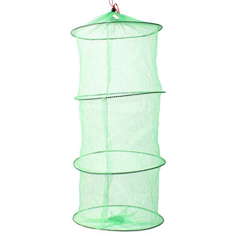 Ruilogod Collapsible Fish Shrimp Crab Cage 3 Sections Fishing Keep Net Green (id: b53 98b 0e3 d9b c94