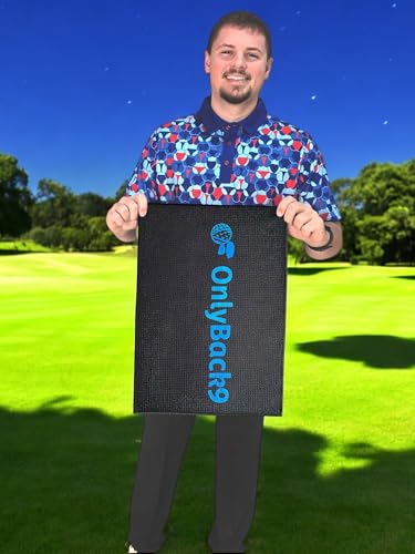 OnlyGolf Funny Microfiber Golf Towel – Large 14" x 20" Clip for Golf Bags Clubs Balls Perfect Golf Gag Gift Enthusiasts Waffle Men Premium Carabiner (Black OnlyBack9) - color: Black Onlyback9