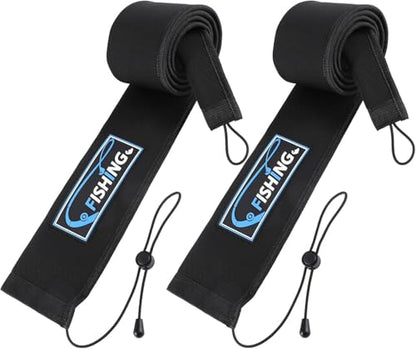 2Pcs Neoprene Fishing Rod Sleeve for Casting, Trolling, Spinning Rods – Lightproof & Puncture Resistant Rod Cover - color: Black, size: 65" - 2Pcs