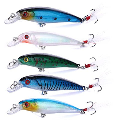 Jerk Baits for Bass Fishing, Jerkbait Fishing Lures, Minnow Lures Jerk Bait for Freshwater/Saltwater Fishing Lures for Trout Pike, 5pcs/10pcs with Box - color: A:3.54in/0.28oz/10pcs