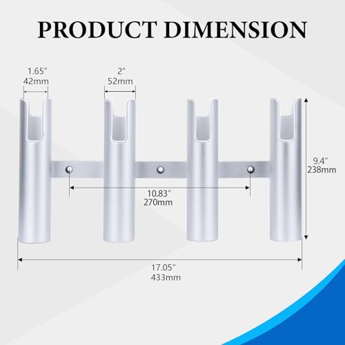 Aluminium Wall-Mounted Fishing Rod Holder for Boat, Garage & Marine - Holds Rods & Poles - color: Large Silver 4 Tubes