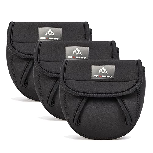PFIERSO 3Pcs Fishing Spinning Reel Covers Bag Baitcasting Trolling Fishing Reel Protective Case Pouch Sleeve Gloves Fishing Bags Fits 1000-8000 Series Reel 3Size (Meidum-3Pack) - color: Meidum-3Pack