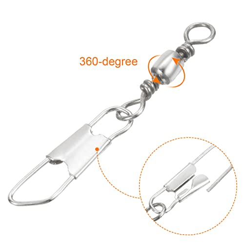 PATIKIL Fishing Barrel Swivel with Safety Snap Carbon Steel - style: 15lb