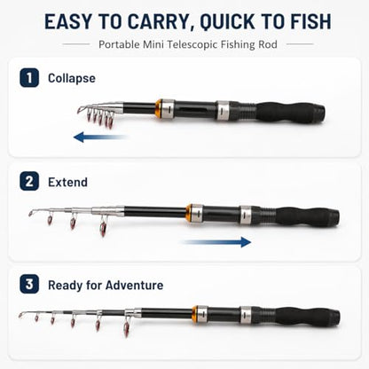 Carbon Fiber Fishing Rod Travel Fishing Pole Lightweight Portable Shore Sea Fishing Outdoor Use - size: 4.9 FT