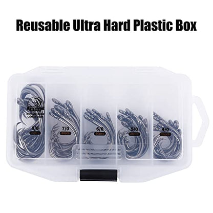 UCEC Circle Hooks Saltwater, in-Line 4X Strong Wide Gap Fishing Circle Hook for Saltwater Freshwater, 50PCS/ 25PCS High Carbon Steel Fishing Hooks for Tuna, Carp, Catfish, Bass, Amberjack and More - style: A1- 4/0, 5/0, 6/0, 7/0, 8/0 50pcs