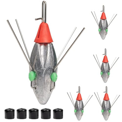 THKFISH 5 Pcs Sputnik Sinkers Surf Fishing Weight, Heavy-Duty Long Tail Lead Weights Saltwater Surf Casting Sinkers, Catfishing, and Beach Adventures in Ocean Sea Sand - size: 7oz-5pcs