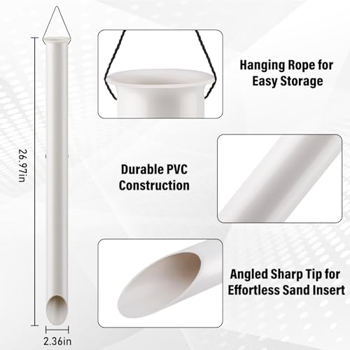 Dr.Fish PVC Sand Spike Surf Fishing Rod Holder, 27" Beach Fishing Surf Casting Rod Holder Portable Rod Stand for Beaches, Riverbanks and Sandy Shores