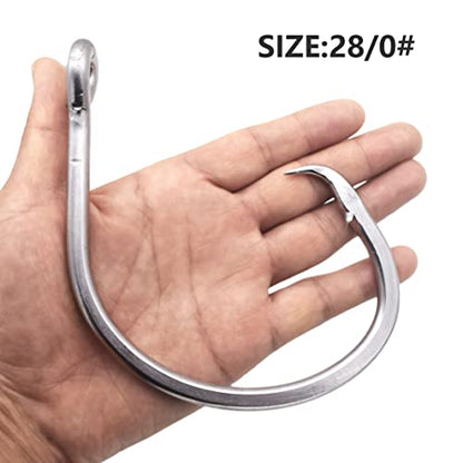 Giant Fishing Hook 6/0-28/0 Forged in-line Circle Hooks Shark & Swordfish &Tuna Hook Stainless Steel Big Game Hook Saltwater… - size: Size 10/0-Pack of 25