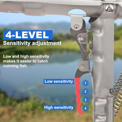 2 Pack Upgraded Automatic Spring Fishing Rod Holder with 10 Fishing Bells | Heavy-Duty Ground Stand for Saltwater/Freshwater, Fits Any Size Fish