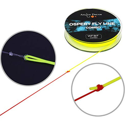 100FT WF3F WF5F WF8 Fly Fishing Line Combo Weight Forward Fly Line with Braided Backing Tapered Leader Preload Fly Line with Welded Loop - color: Fluo Yellow, size: WF 8F Fly Line Combo