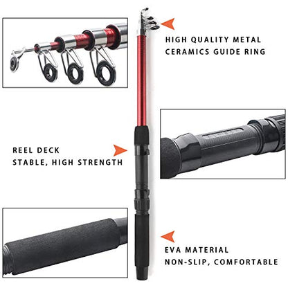 Telescopic Fishing Rod Reel Combo 2pcs 5.9FT/6.89FT Collapsible Fishing Pole Spinning Reel Lures Tackle Bag All-in-one Fishing Gear Fishing Rod Kit for Beginner Youth Adults Kids