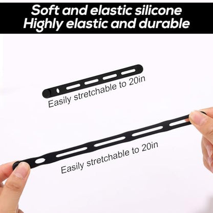 34pcs Silicone Fishing Rod Straps, 2 Sizes Stretchy Reusable Waterproof Rubber Bands Belts for Pole Storage Cable Ties Flying Spinning Casting Rods (Black)