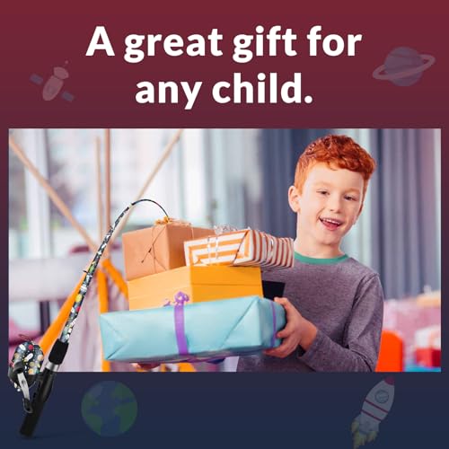 Kids Fishing Pole Set, Portable Telescopic Kids Fishing Poles for Boys and Girls Ages 4-8, Universe Trave-Themed
