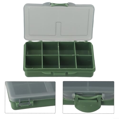 Fishing Tackle Box for Carp Fishing, Small Bait Storage Container with 1-8 Compartments, PP Polymer Lure Organizer and Rig Case, Green(A) - size: A