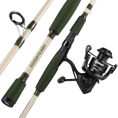 Sougayilang Fishing Rod and Reel Combo, Spinning Combo,Strong Carbon&Glass Composite Rods with EVA Handle- 1Pack- Black