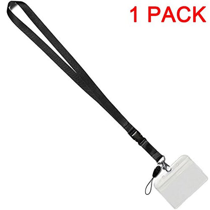 1Pack Black Neck Lanyard,Detachable Buckle with Horizontal ID Badge Holder | Quick Release,Lightweight,for Office,Keys etc - color: 1 Pack Black Lanyard With Badge Holder