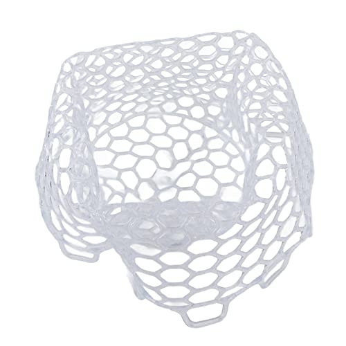 Fly Fishing Landing Net, Collapsible Clear Rubber Replacement Bag with Soft Mesh for Angler, White 21cm Depth